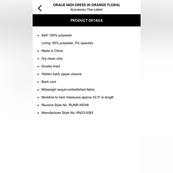 Oralie dress orange floral size M - Picture 6 of 6